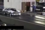 Race car does a wheelie